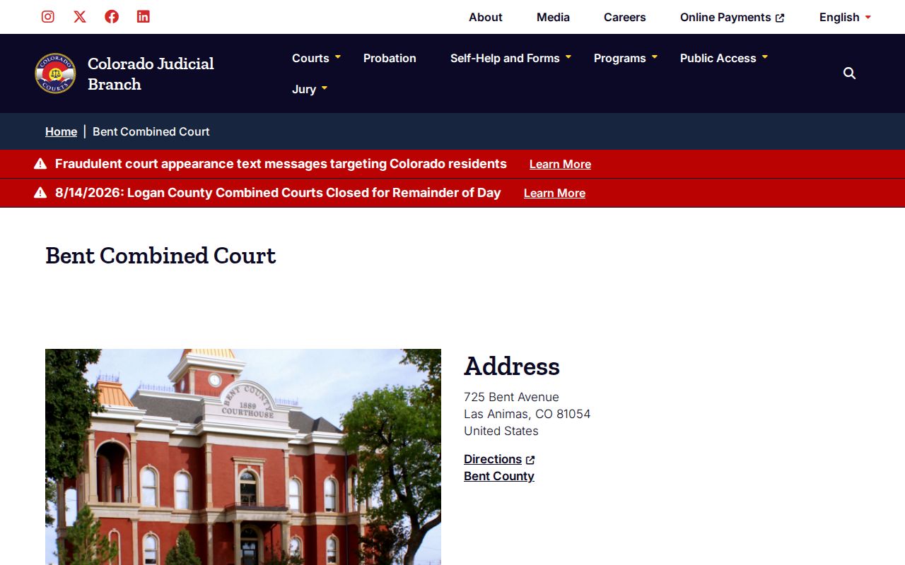 Bent Combined Court location for Bent County court docket access
