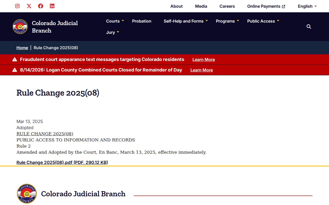 Bent County court record context for the 2025 PAIRR 2 amendment