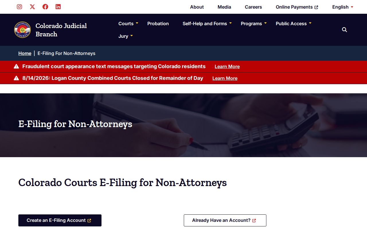 Bent County case lookup for non-attorney own-case e-filing access